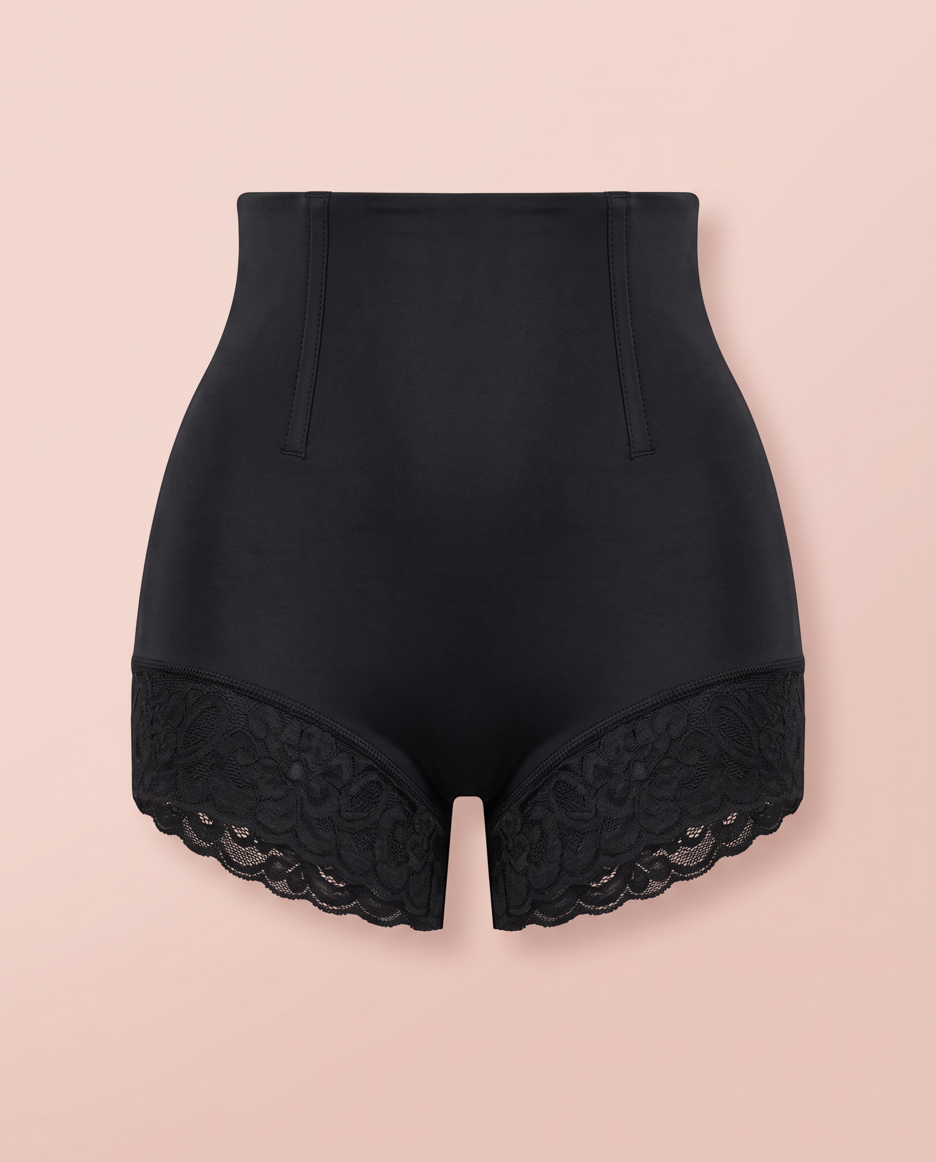 Curva Bella butt-lift shaping shorts in black, flat lay